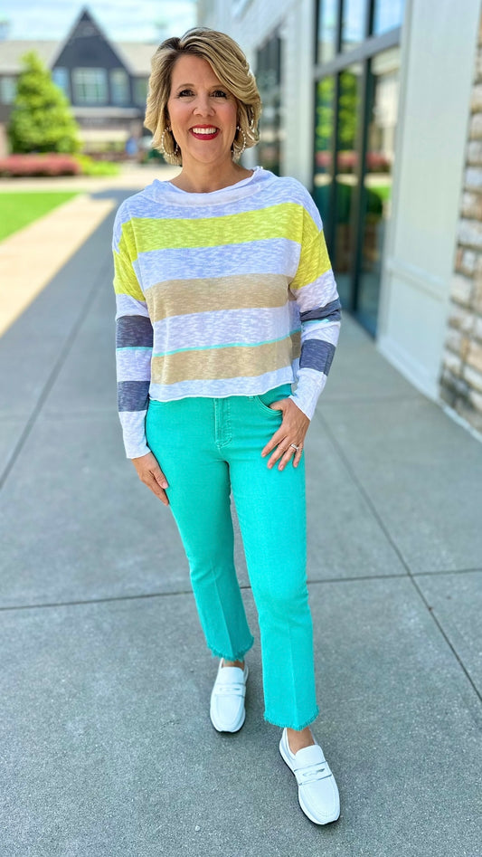 Dear John Jeanne Crop Microflare Jean - Aqua