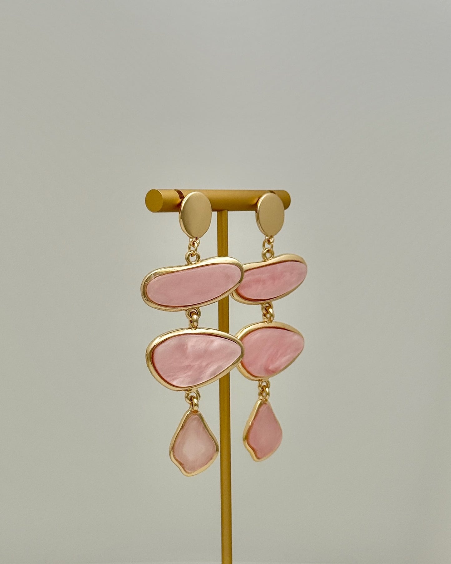 Triple Drop Earrings - Pink