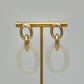Gold & Acrylic Oval Earrings - Ivory