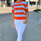 Kaylie Stripe Sweater - Orange/Lavender