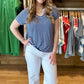 Delilah Striped Top - Royal Blue