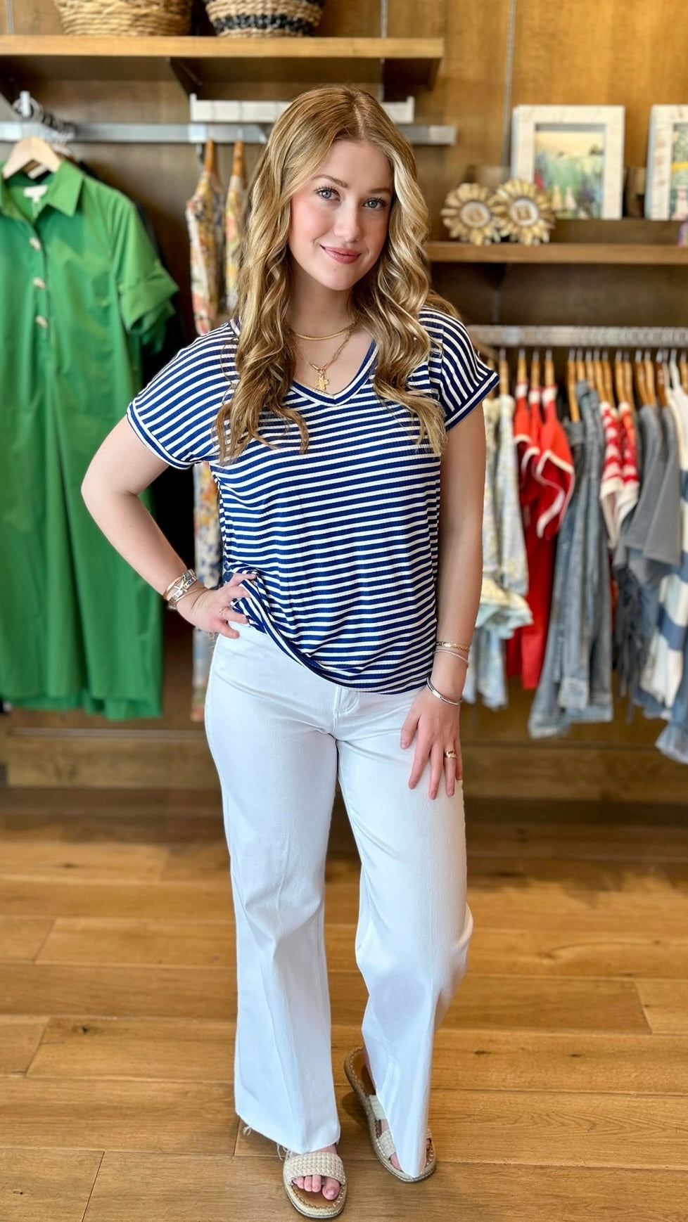 Delilah Striped Top - Royal Blue