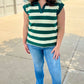 Sailor Stripe Collared Top - Forest