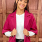 Burgundy 3/4 Sleeve Jacket