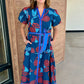 Della Dress - Indigo Feathers