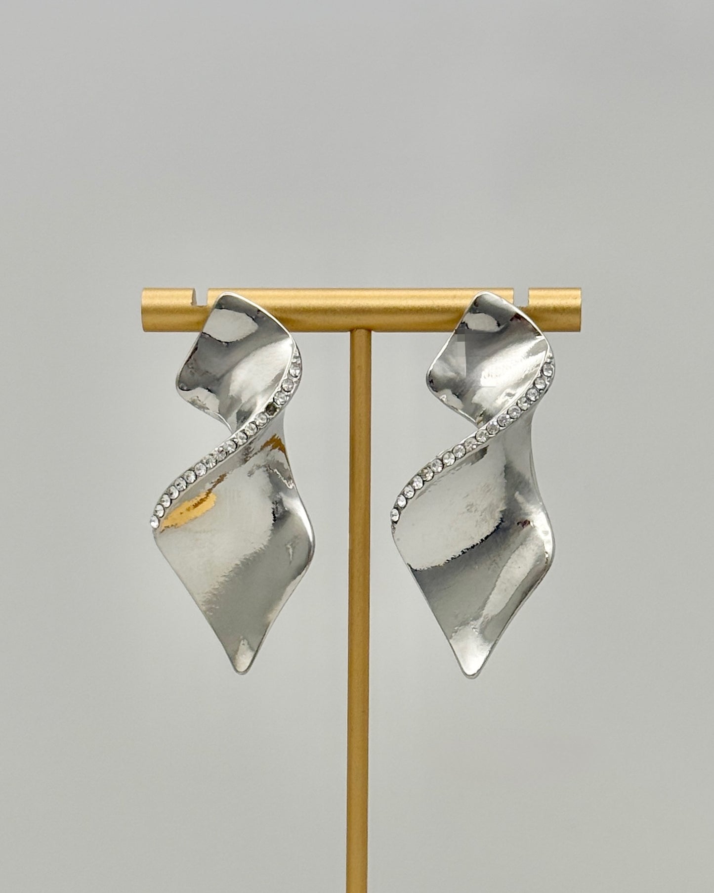 Silver and Crystal Swirl Earrings