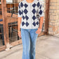 Jaslyn Diamond Cardigan - Heather Grey & Navy
