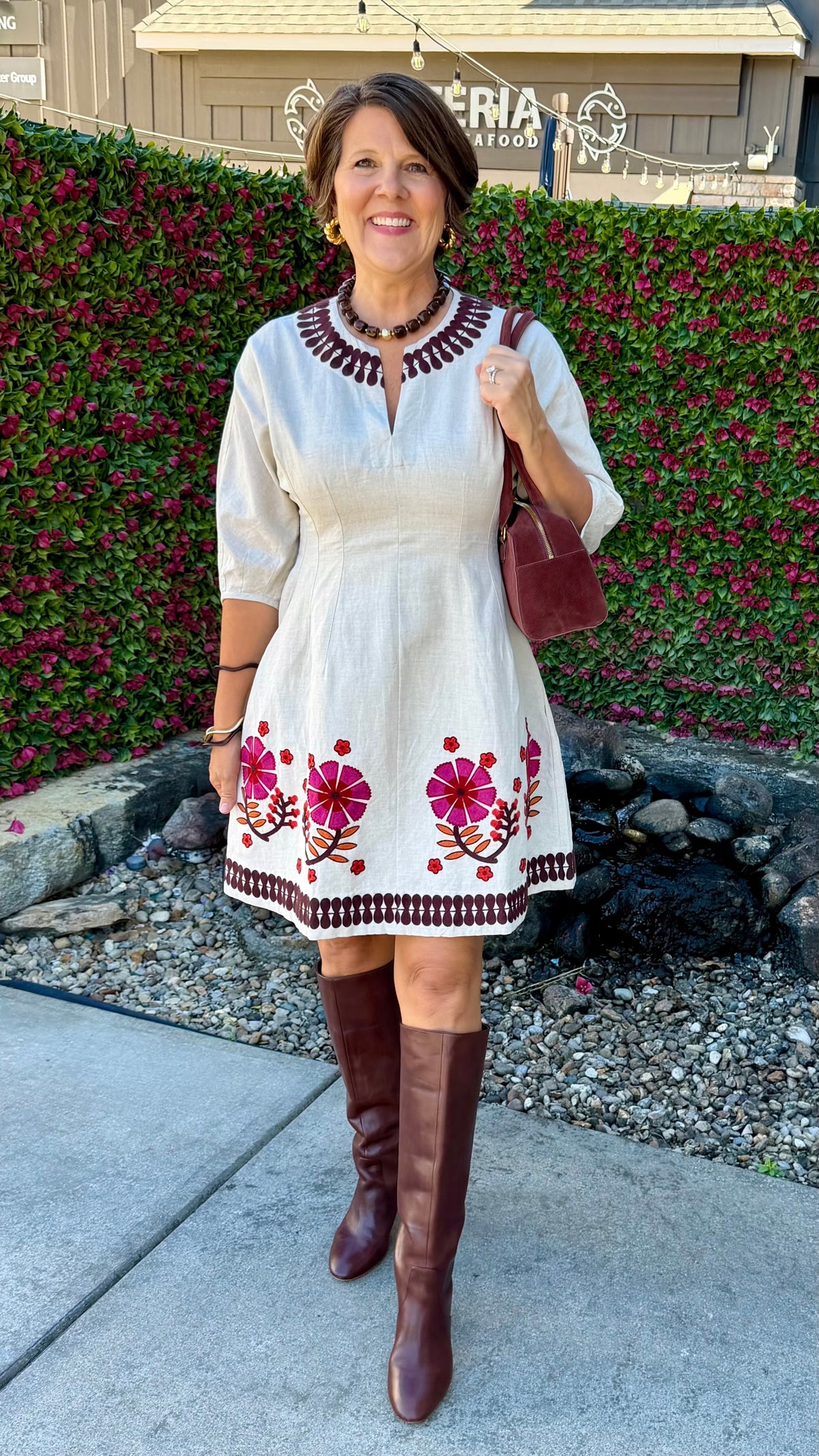 Uncle Frank Linen Border Embroidery Dress