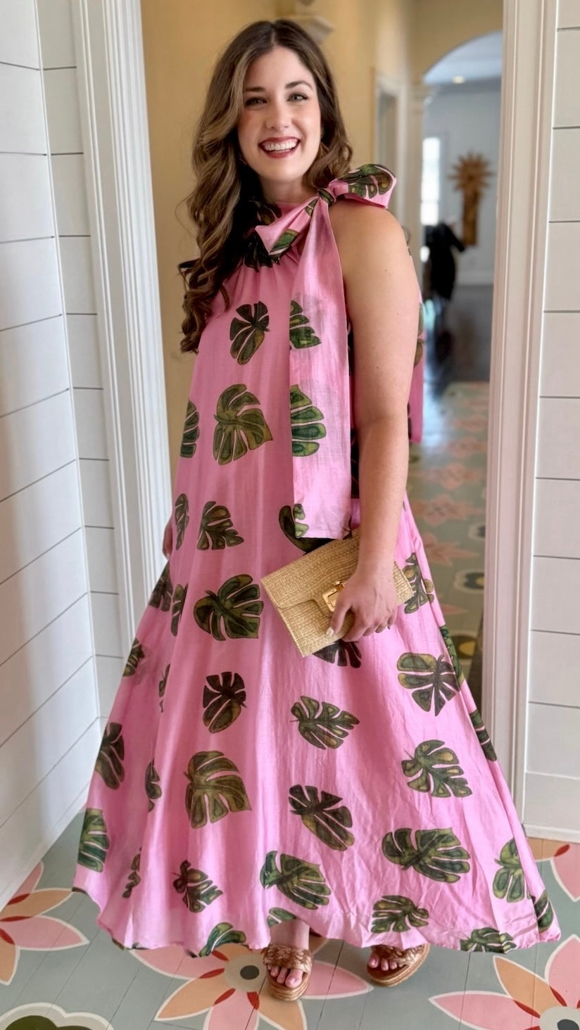 Fallon Palm Dress - Pink