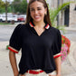 Andrea Black V Neck Top