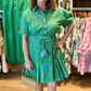 Uncle Frank Flounced Hem Shirt Dress - Green