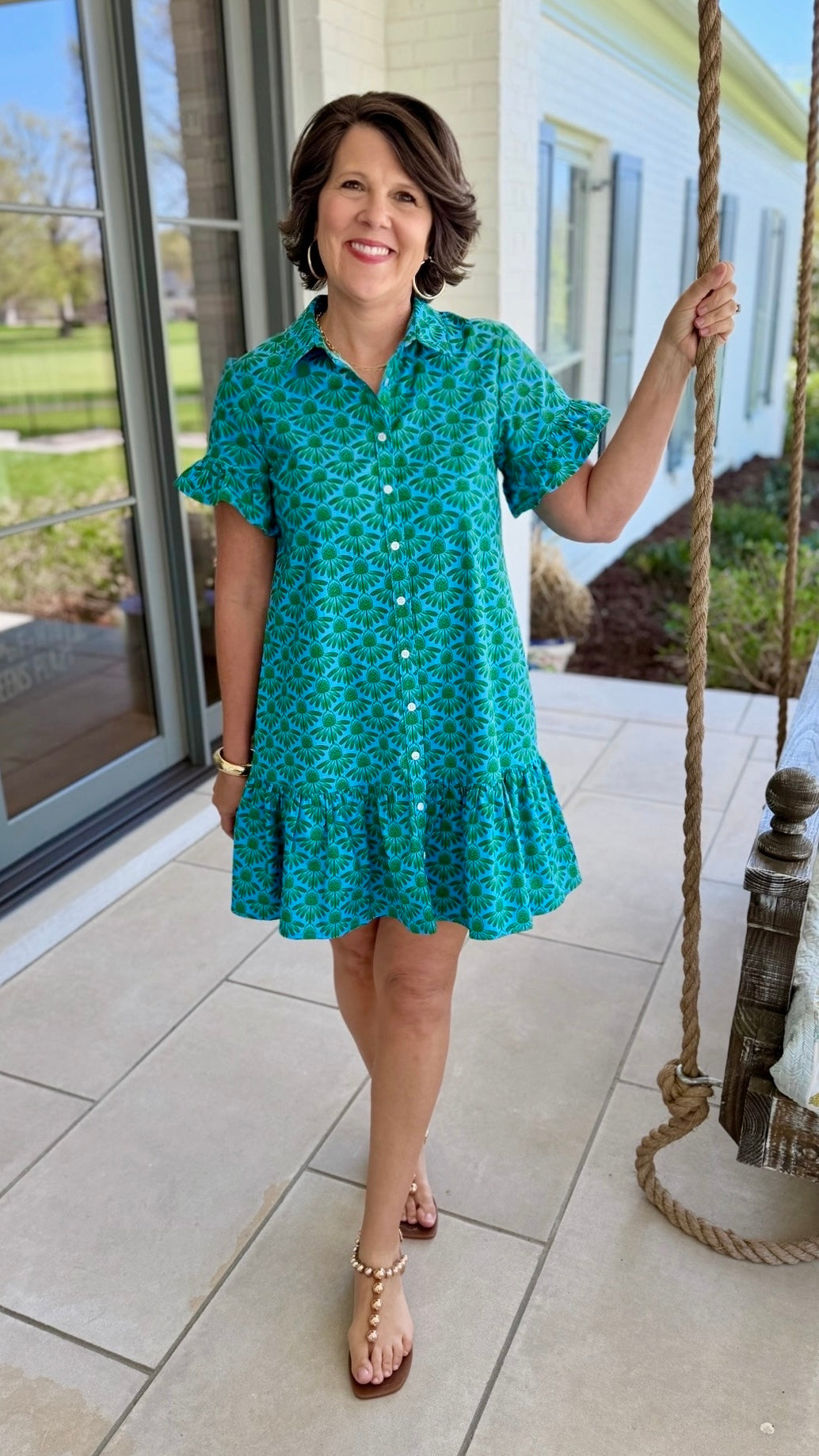 Uncle Frank Coneflower Dress - Blue