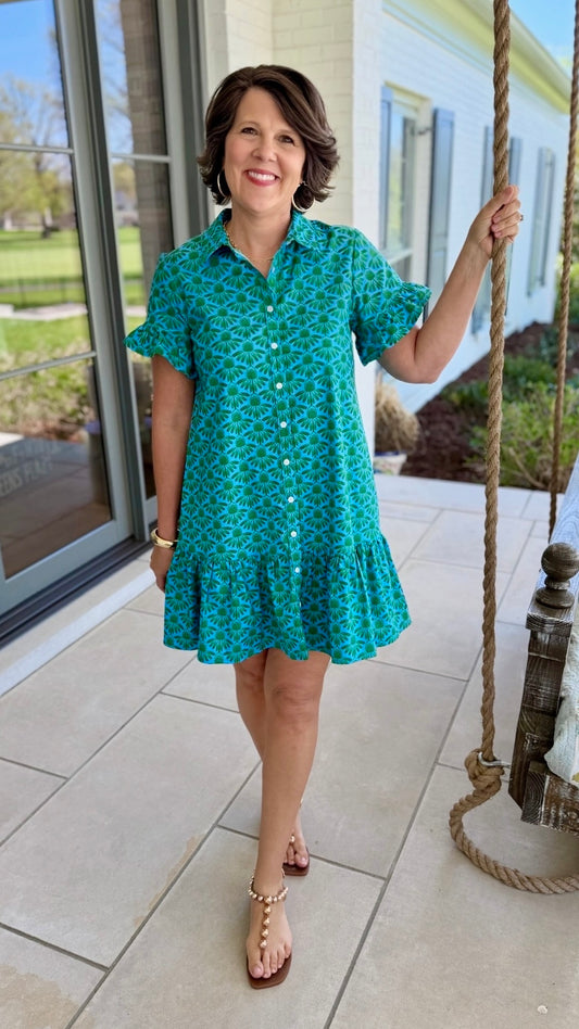 Uncle Frank Coneflower Dress - Blue