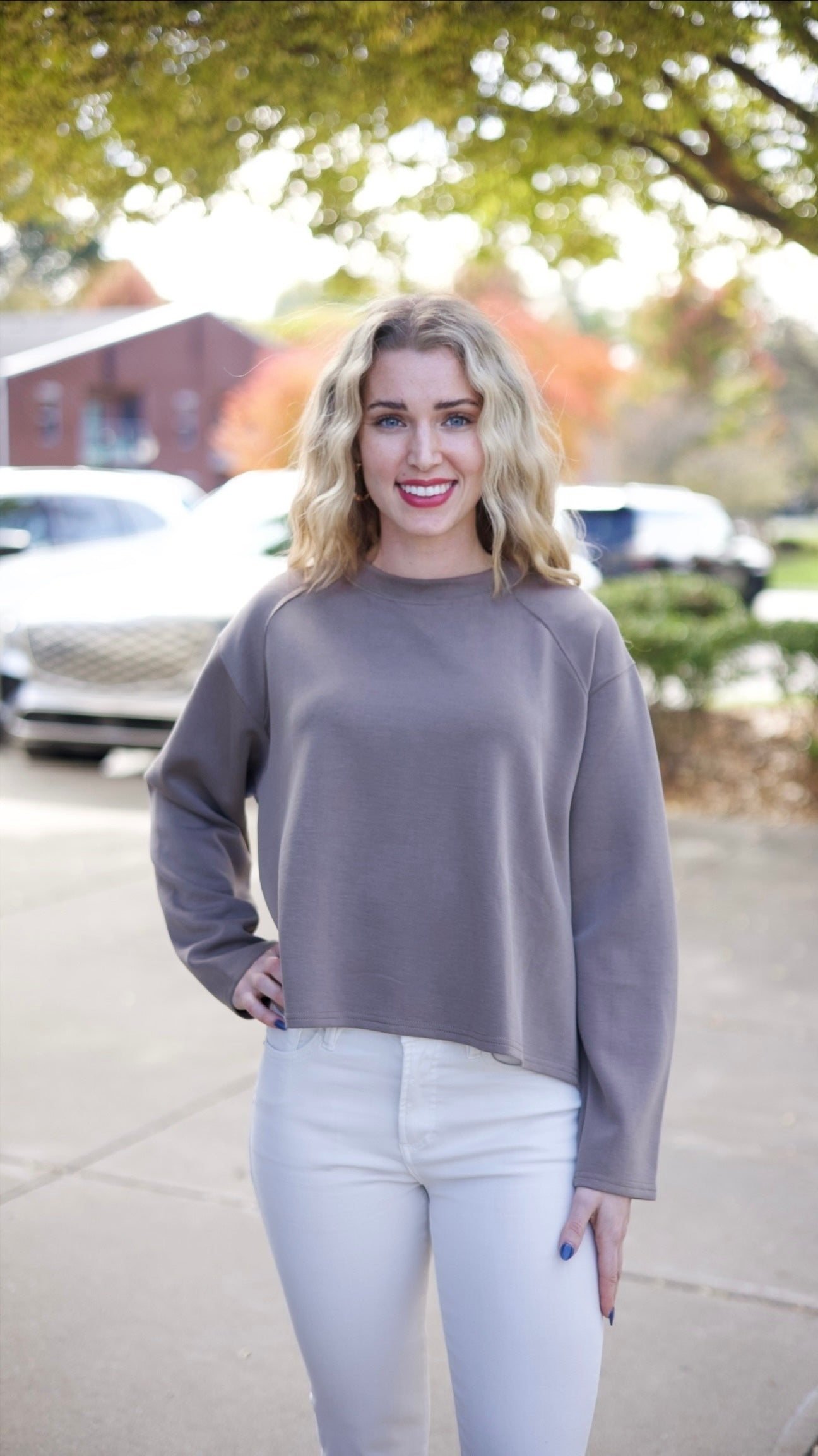Claire Pleat Pullover - Mocha
