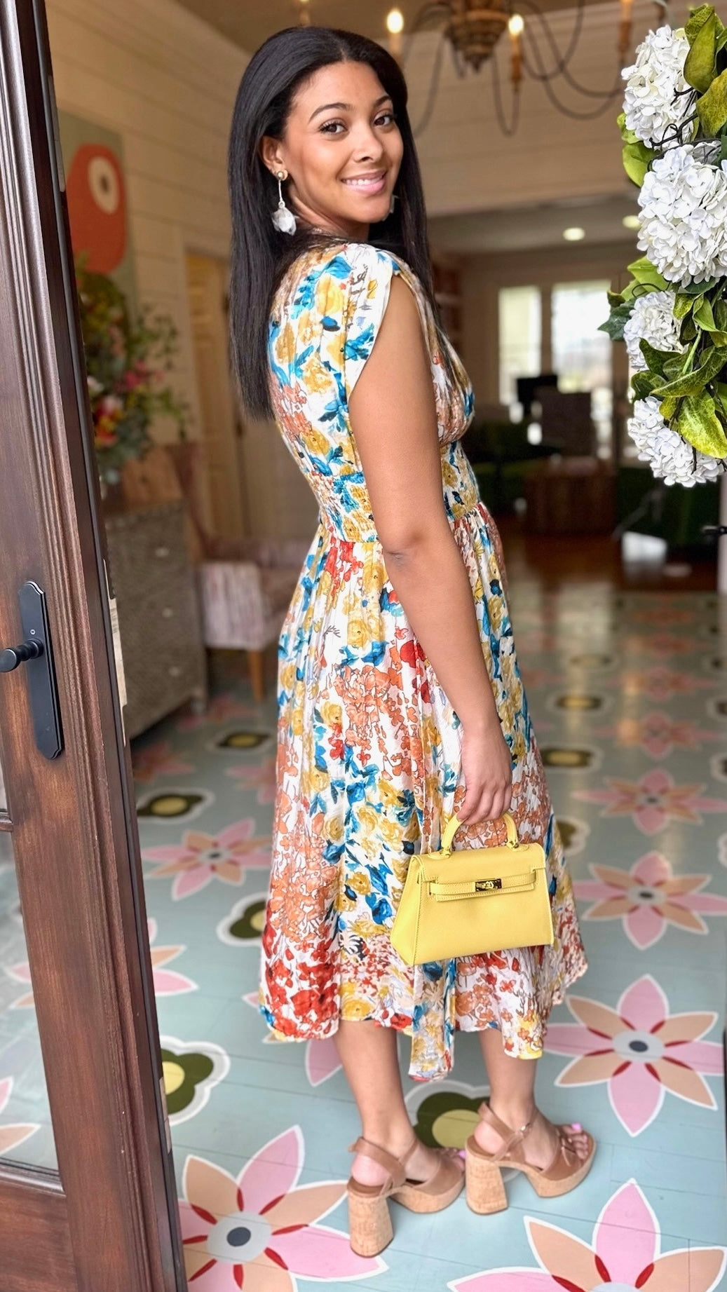 Daphne Floral Dress - Mustard