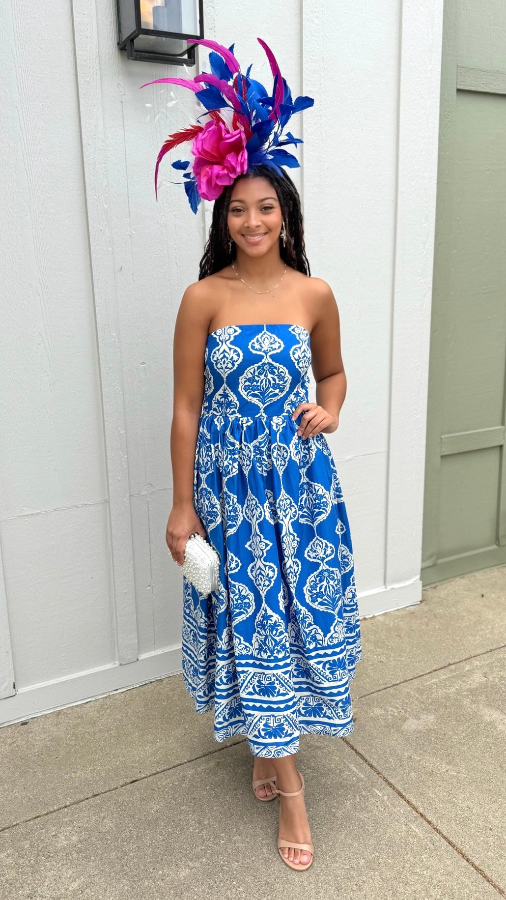 Lola Abstract Dress - Royal Blue
