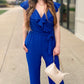 Maggy London Royal Ruffle Wrap Jumpsuit
