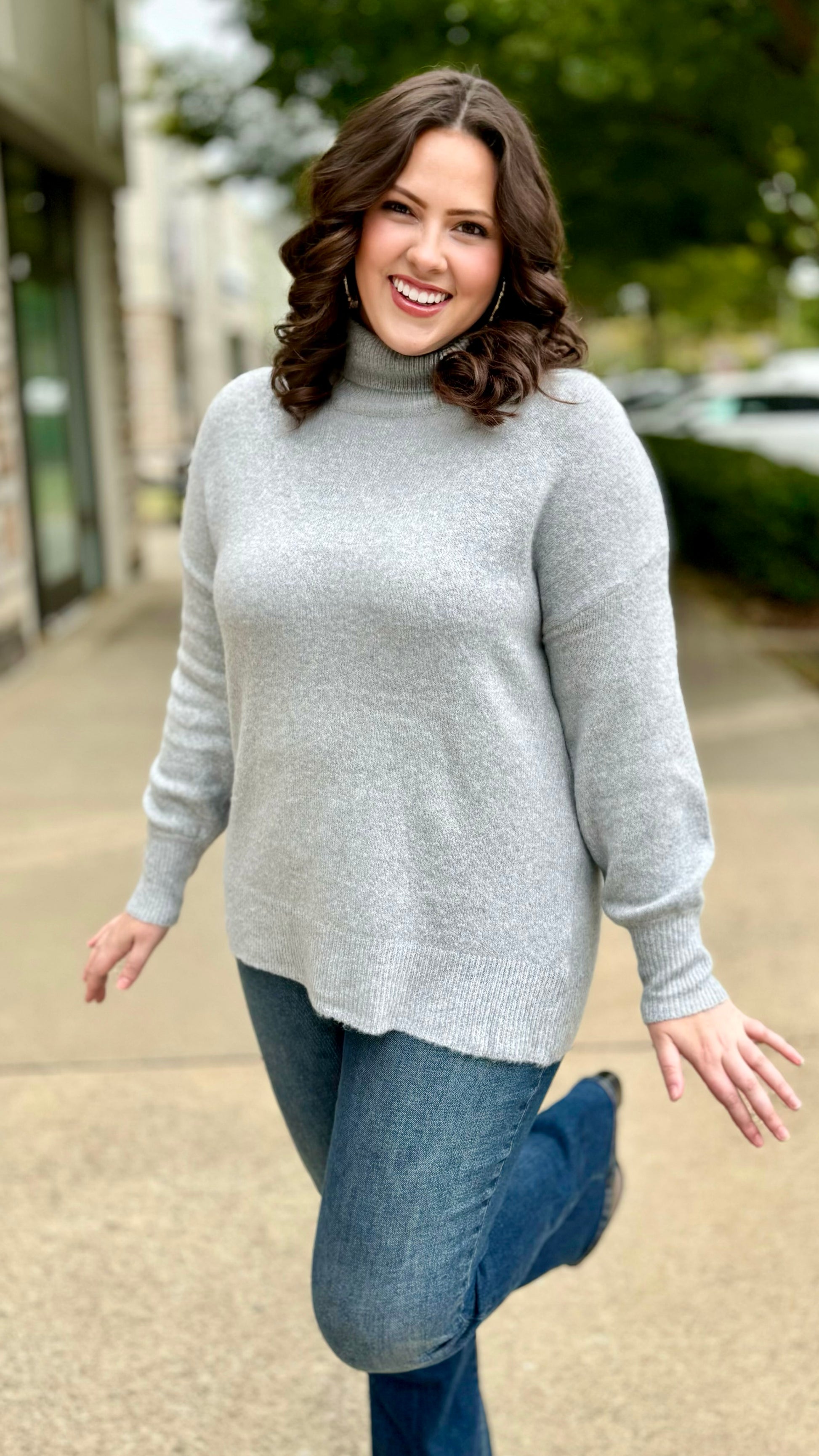 Classic Cozy Turtleneck Sweater Grey - Main Image
