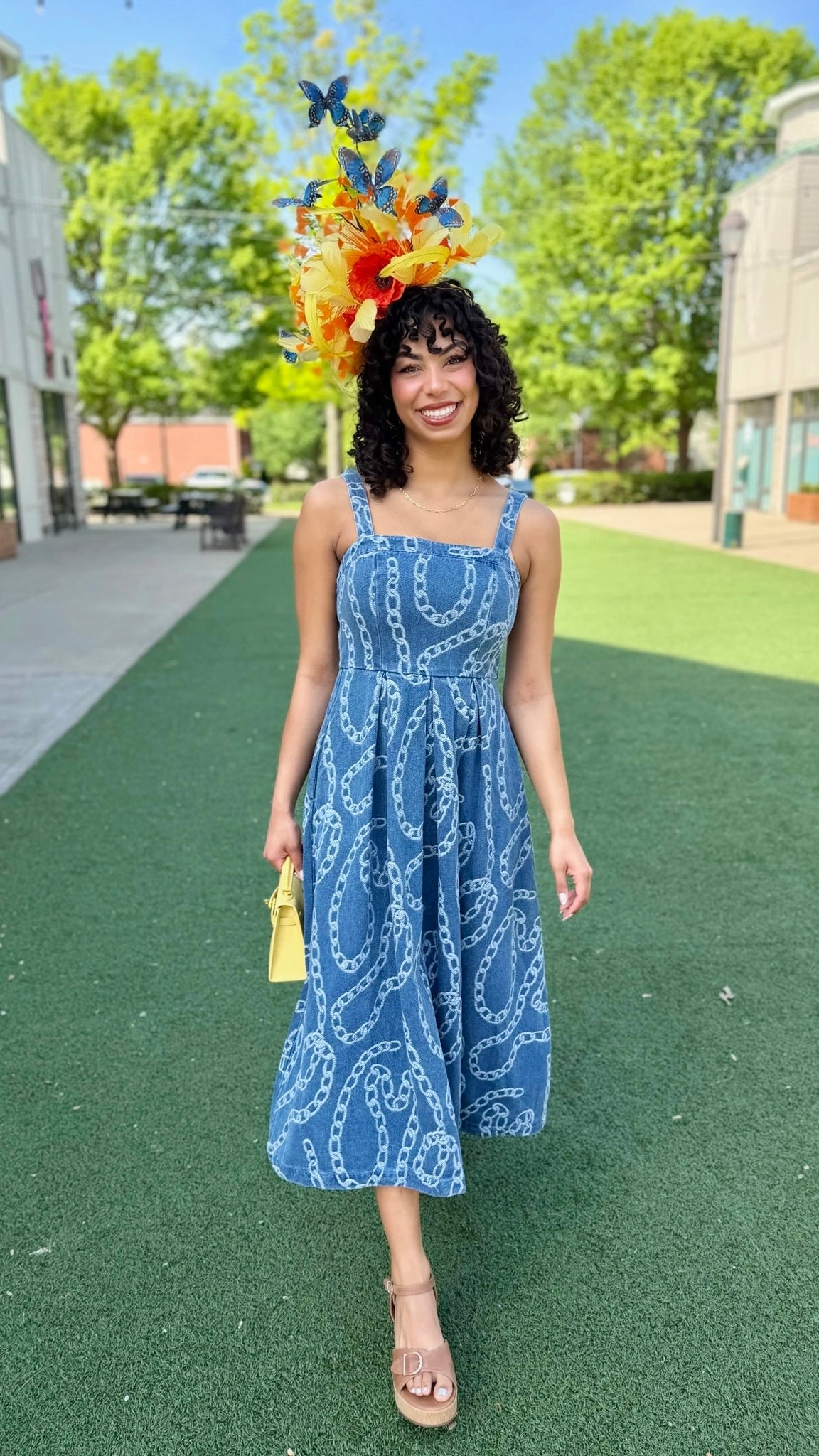Jackie Chain Midi Dress - Denim