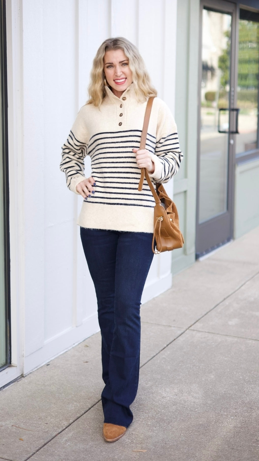 Hamptons Stripe Sweater - Ecru