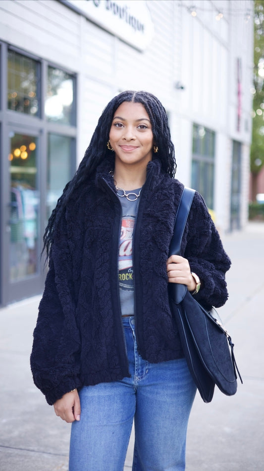Mallory Fluffy Jacket - Black