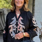 Black With Plaid Applique Top