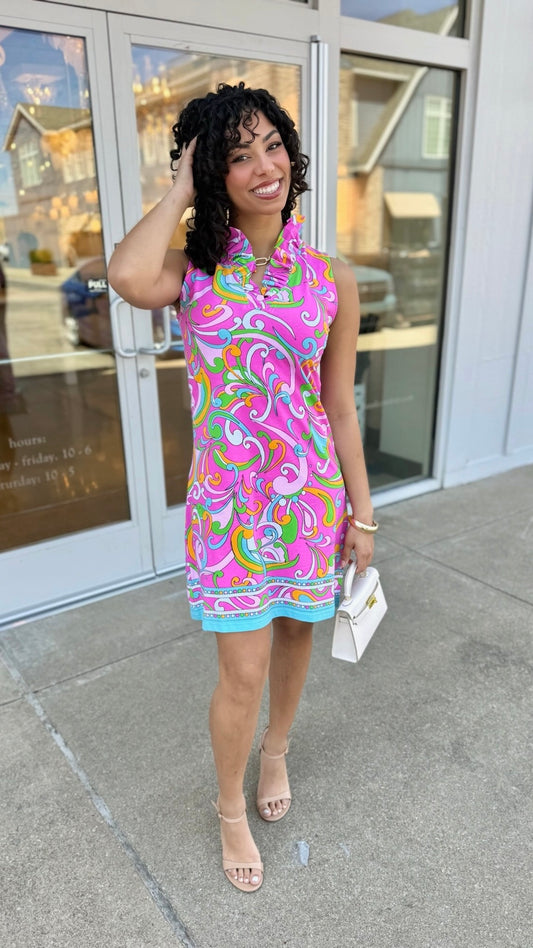 Tabi Pink Multi Swirl Dress