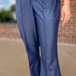 Emily McCarthy Faux Ostrich Pants - Navy