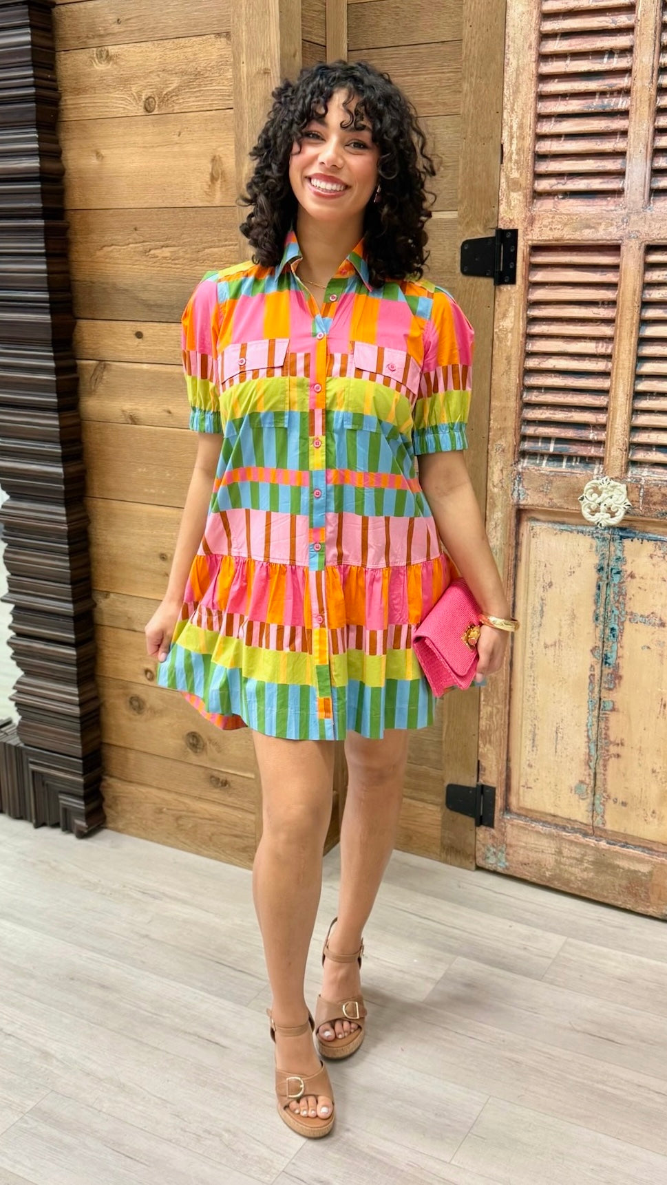 Cannes Button Dress - Multi