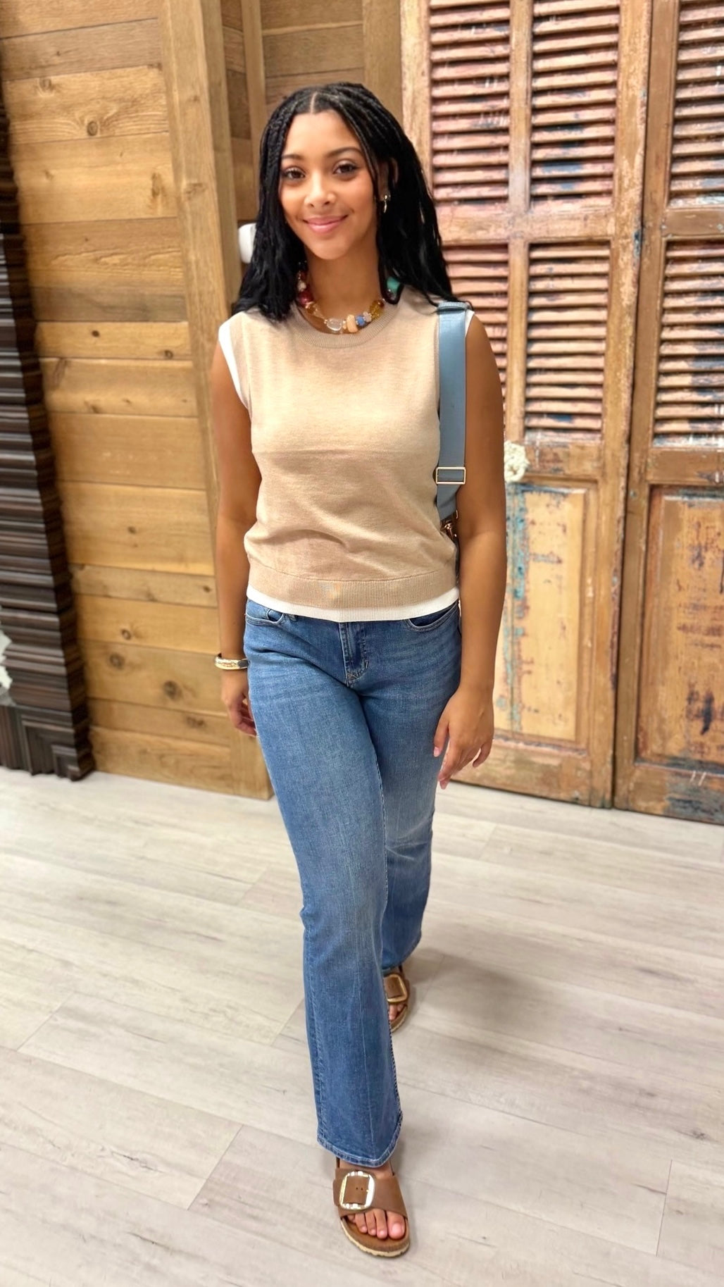 Elise Double Layered Knit Top - Taupe