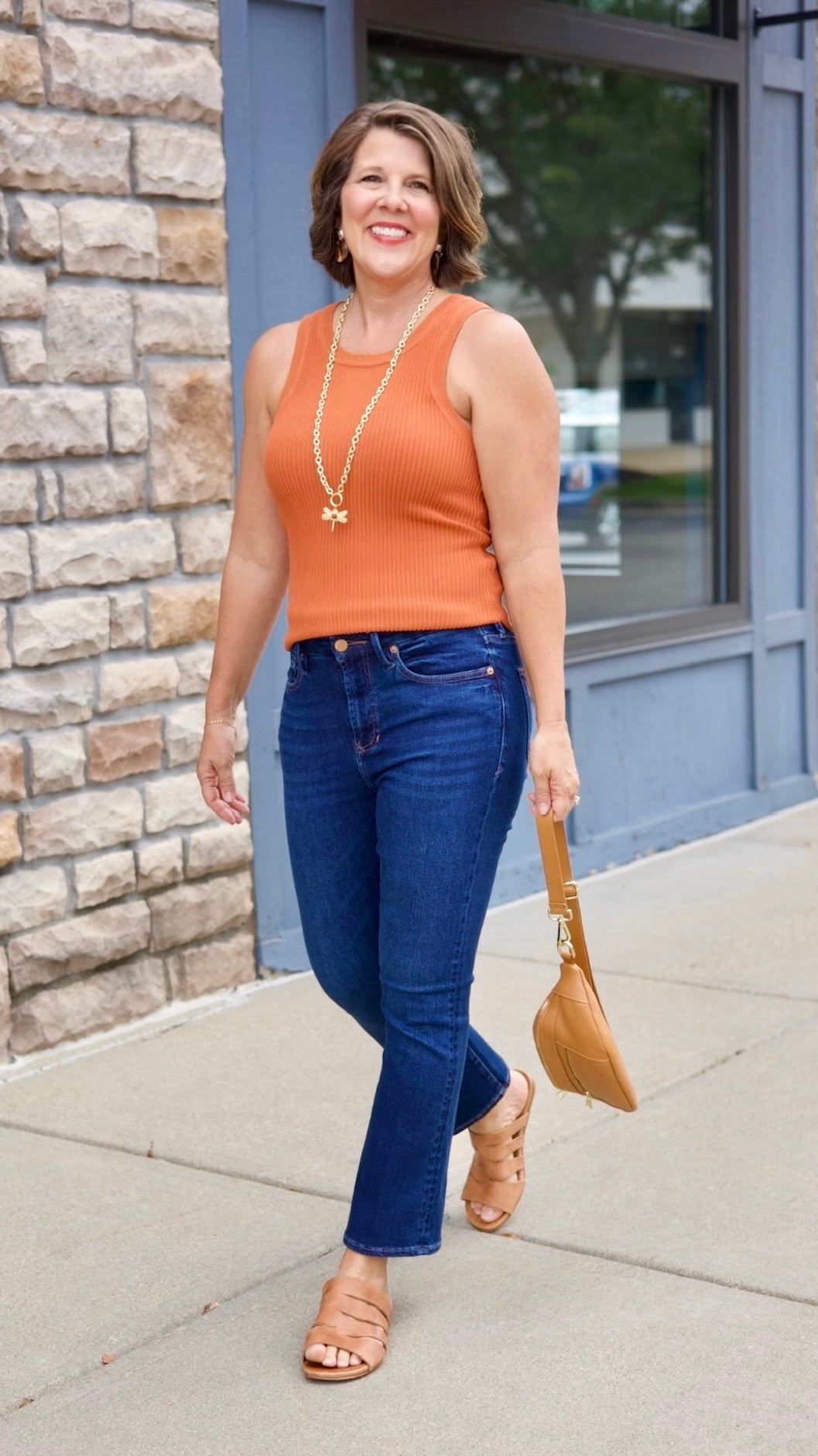 Another Love Cora Ribbed Tank - Pumpkin