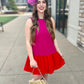 Two Tone Ruffle Hem Dress