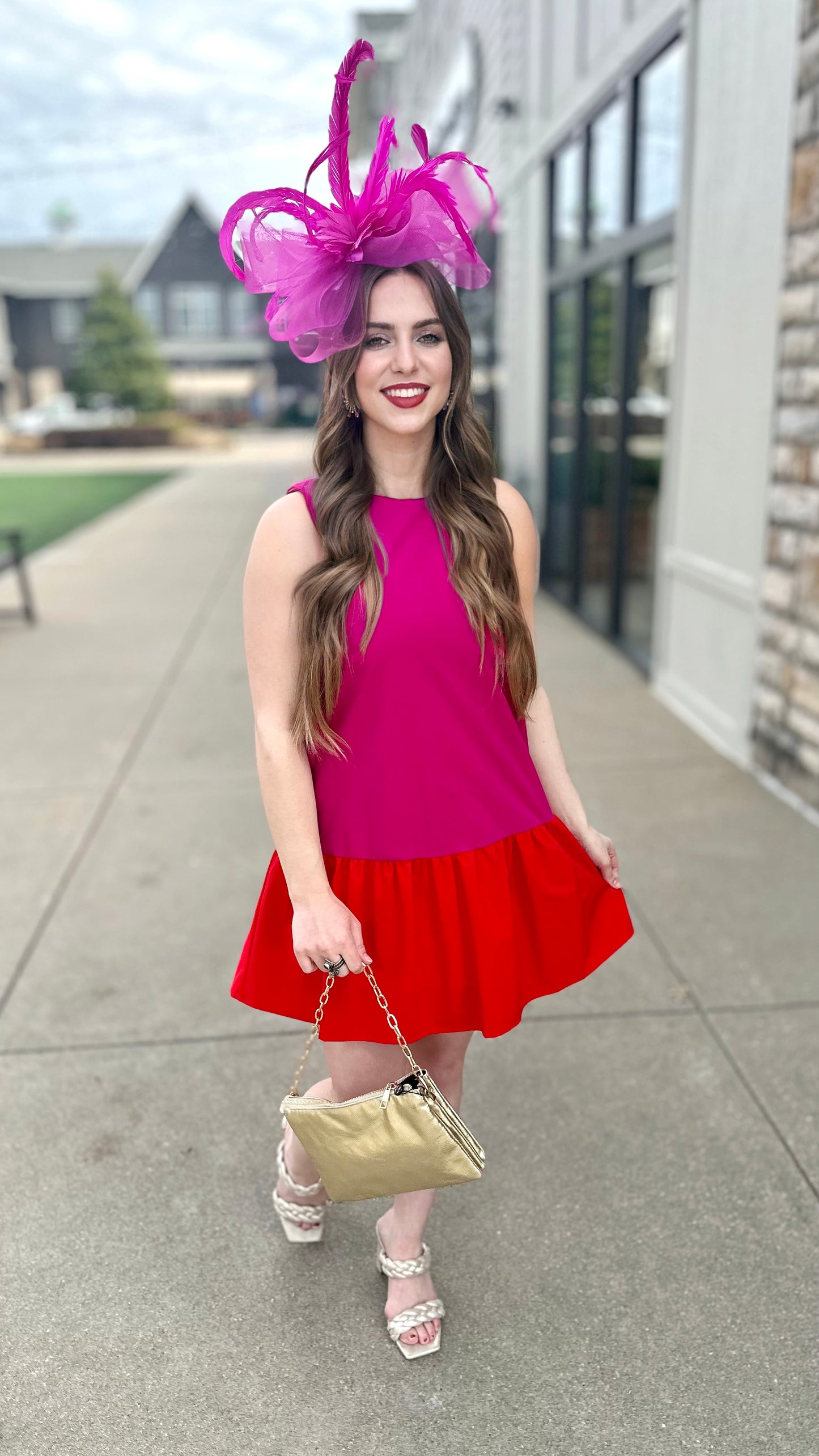Two Tone Ruffle Hem Dress