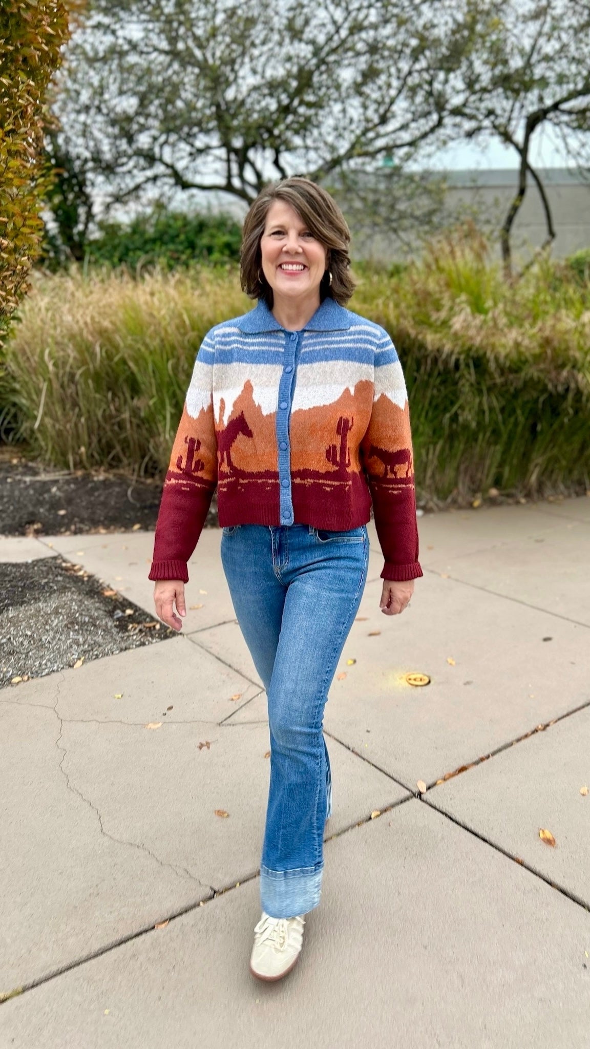 Western Cardigan - Blue Multi