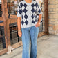 Jaslyn Diamond Cardigan - Heather Grey & Navy