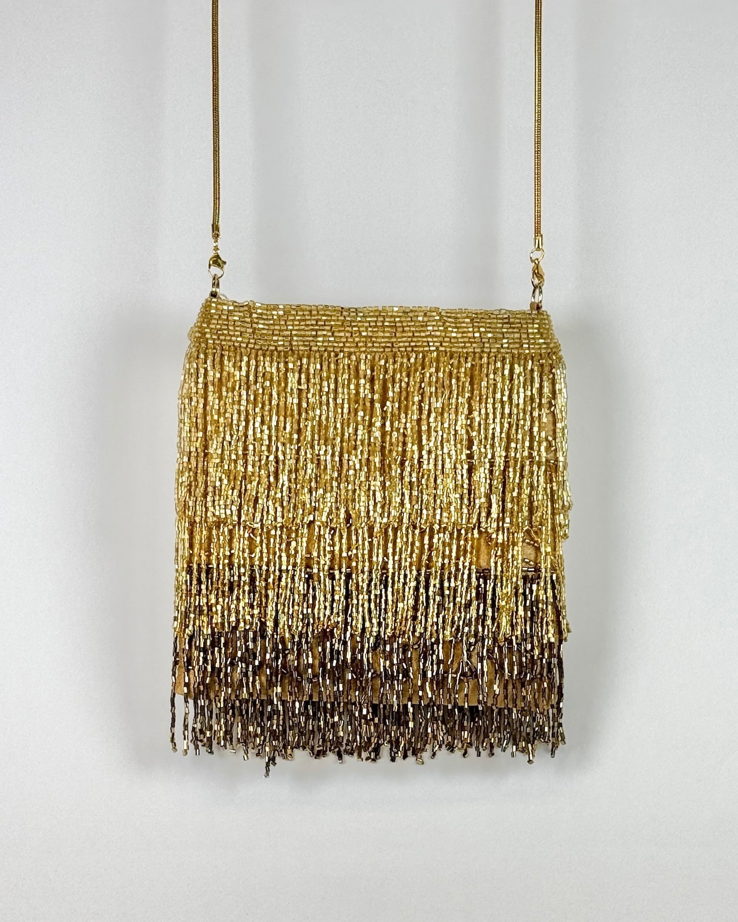 Gold Fringe Glass Beaded Bag