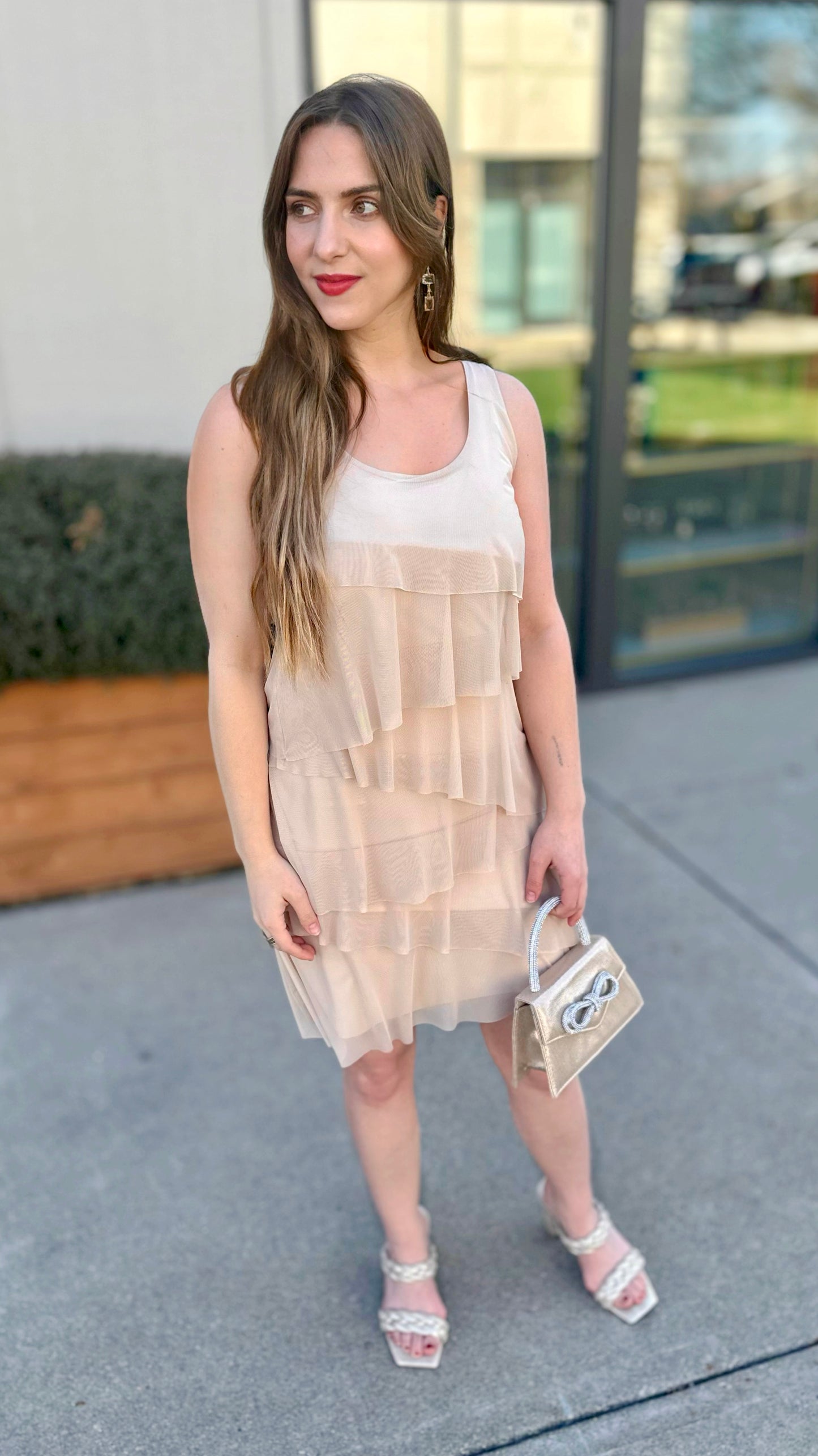 Isle Annie Ruffle Dress - Champagne