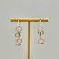 Gold & Light Pink Crystal Hoop Earrings