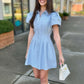 Aubrey Denim Pleat Waist Zip Mini Dress - Blue