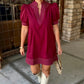 Charlotte Burgundy Embroidered Dress