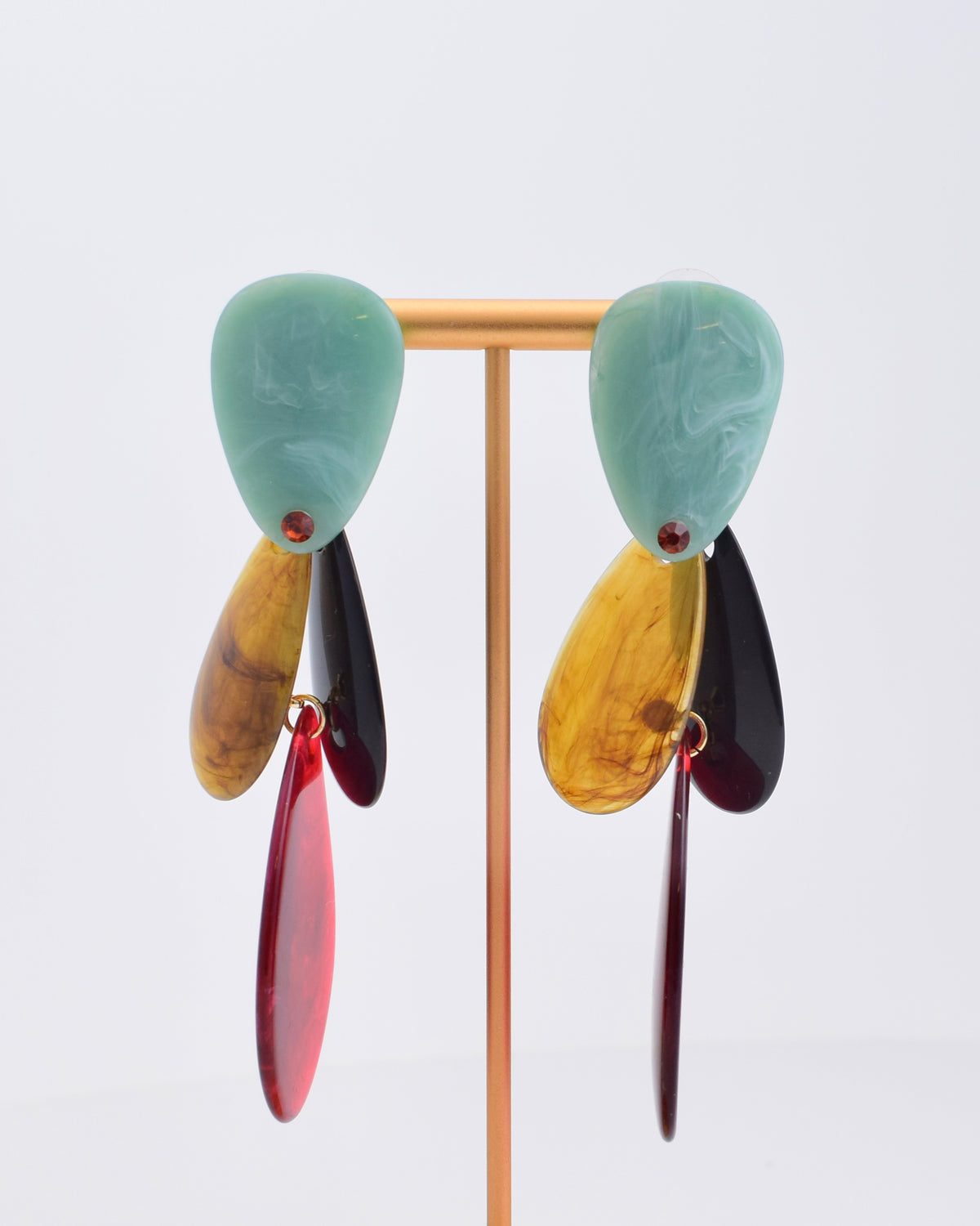 Teardrop Resin Statement Earrings - Red