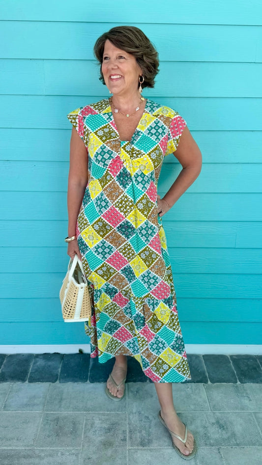 Uncle Frank Midi Dress - Tiles