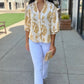 Daniella Button Up Blouse - Ivory & Mustard