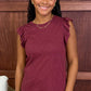 Another Love Flutter Sleeve North Tee - Merlot