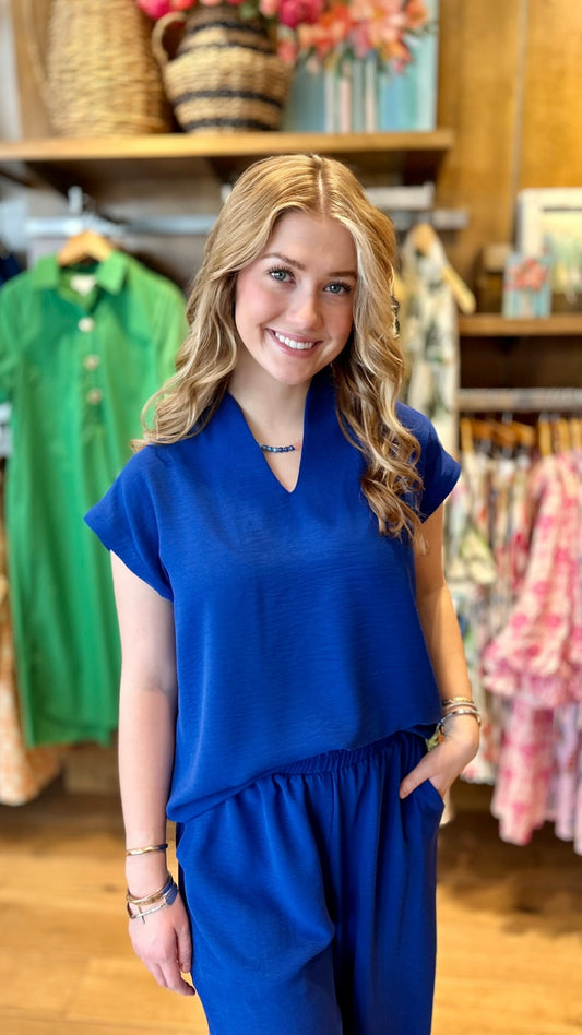 Ivy jane Funnel Collar Top - Royal