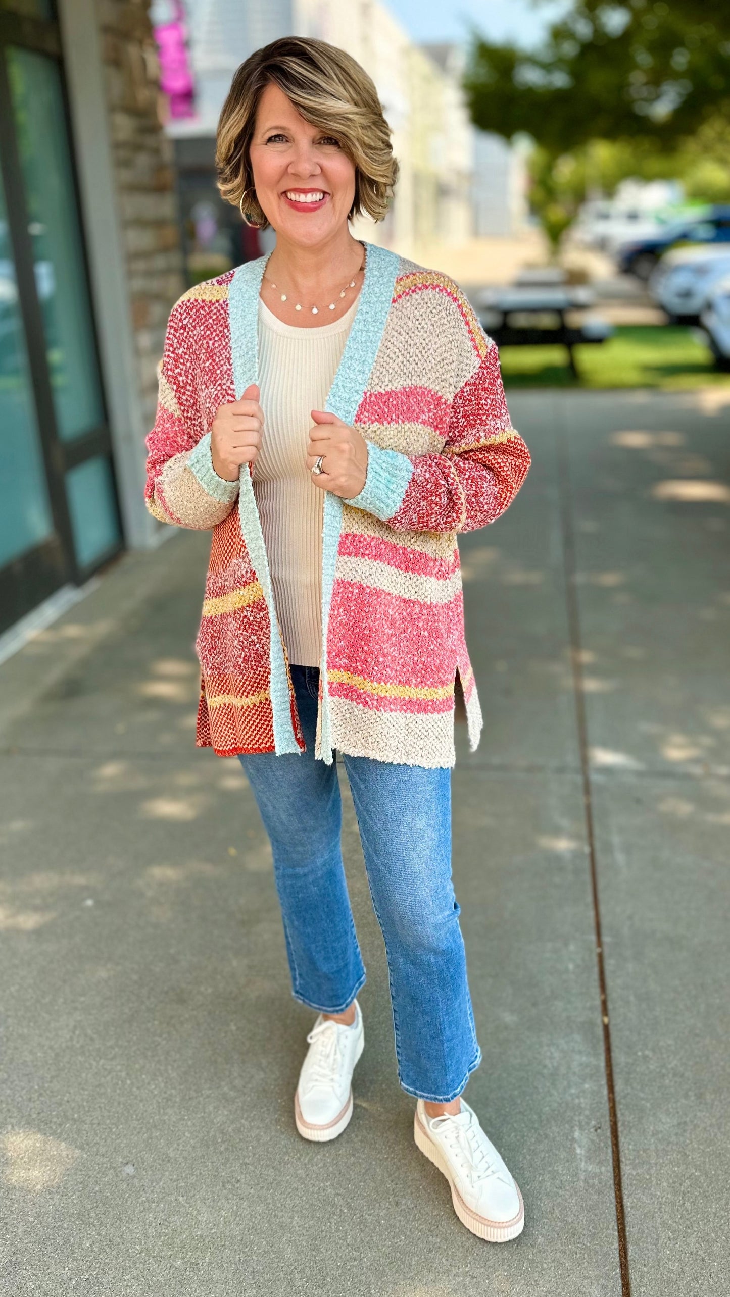 Multicolor Abstract Cardigan