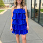 Time To Shine Satin Ruffle Dress - Blue