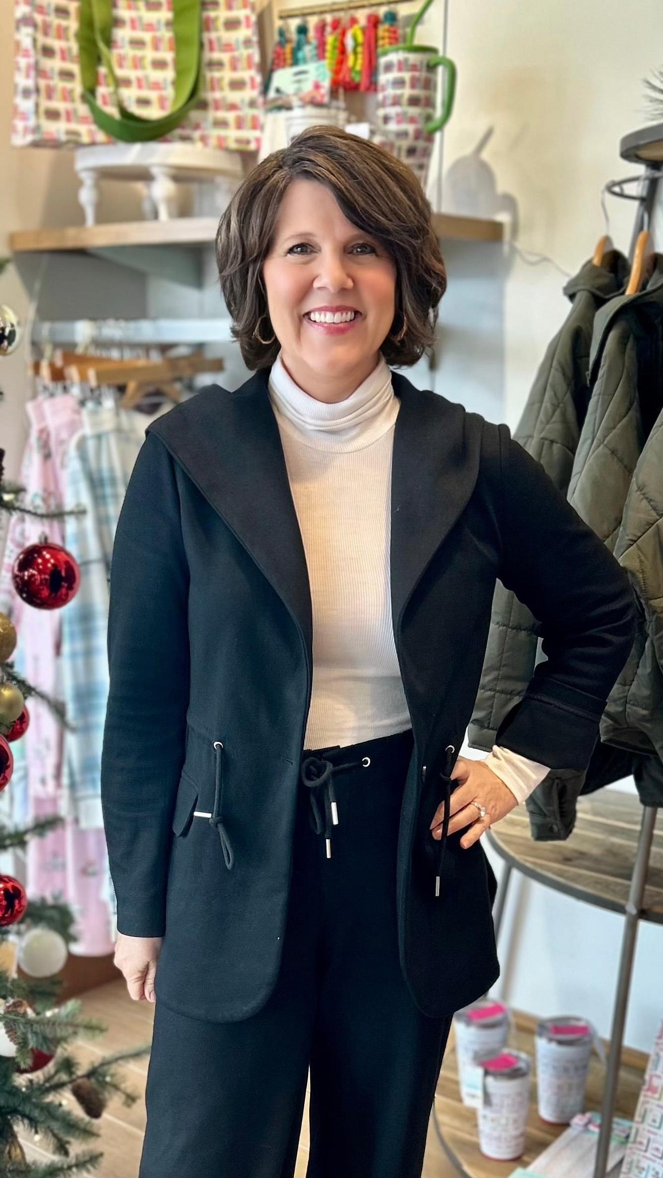 Amanda Cinch Waist Jacket - Black