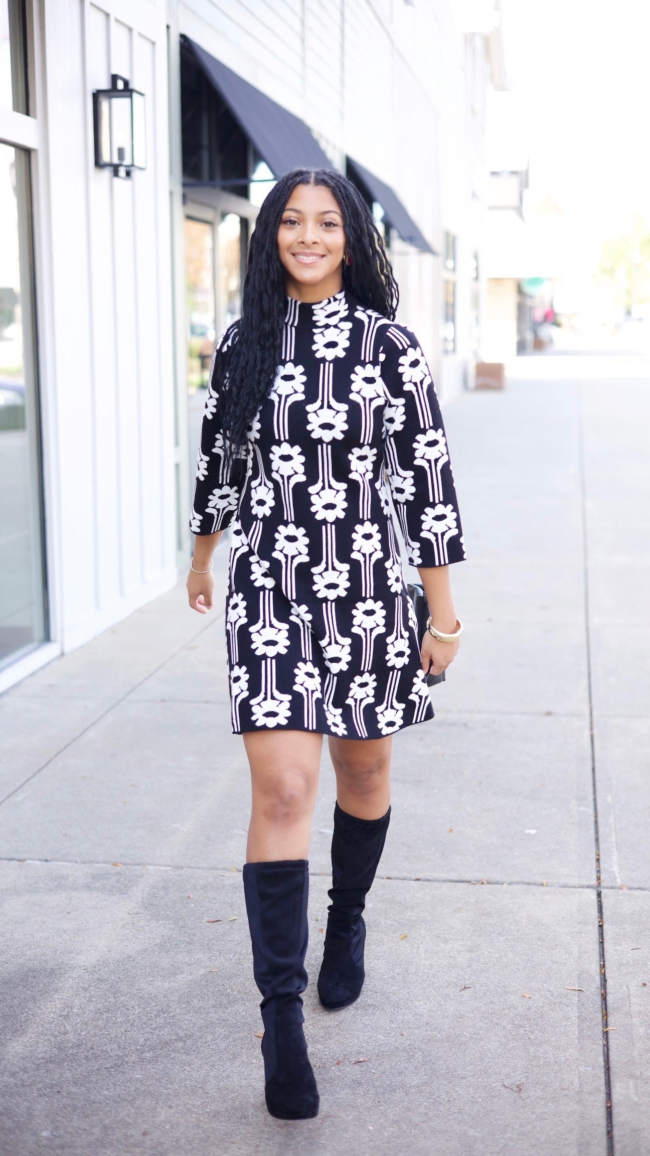 Ivy Jane Power Flower Knit Dress - Black