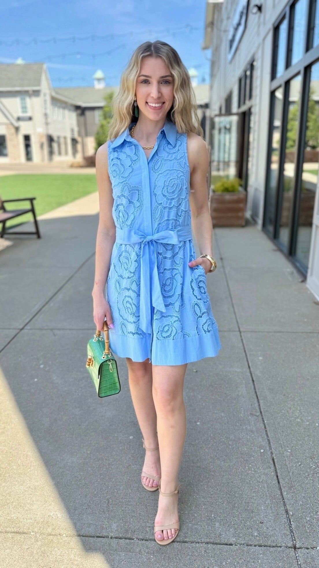 Rose Lace Dress - Light Blue